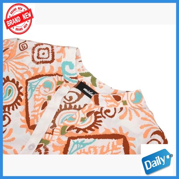 V-Neck 3/4 Sleeve Bohemian Tribal Print Flowy Mini Dress Casual Summer - Picture 5 of 7